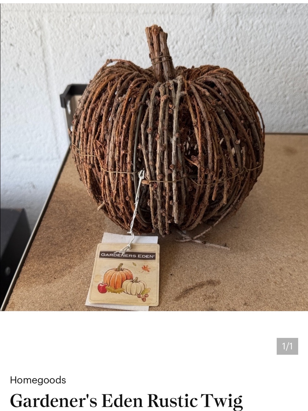 Rustic Twig Pumpkin - Brown Decorative Accent